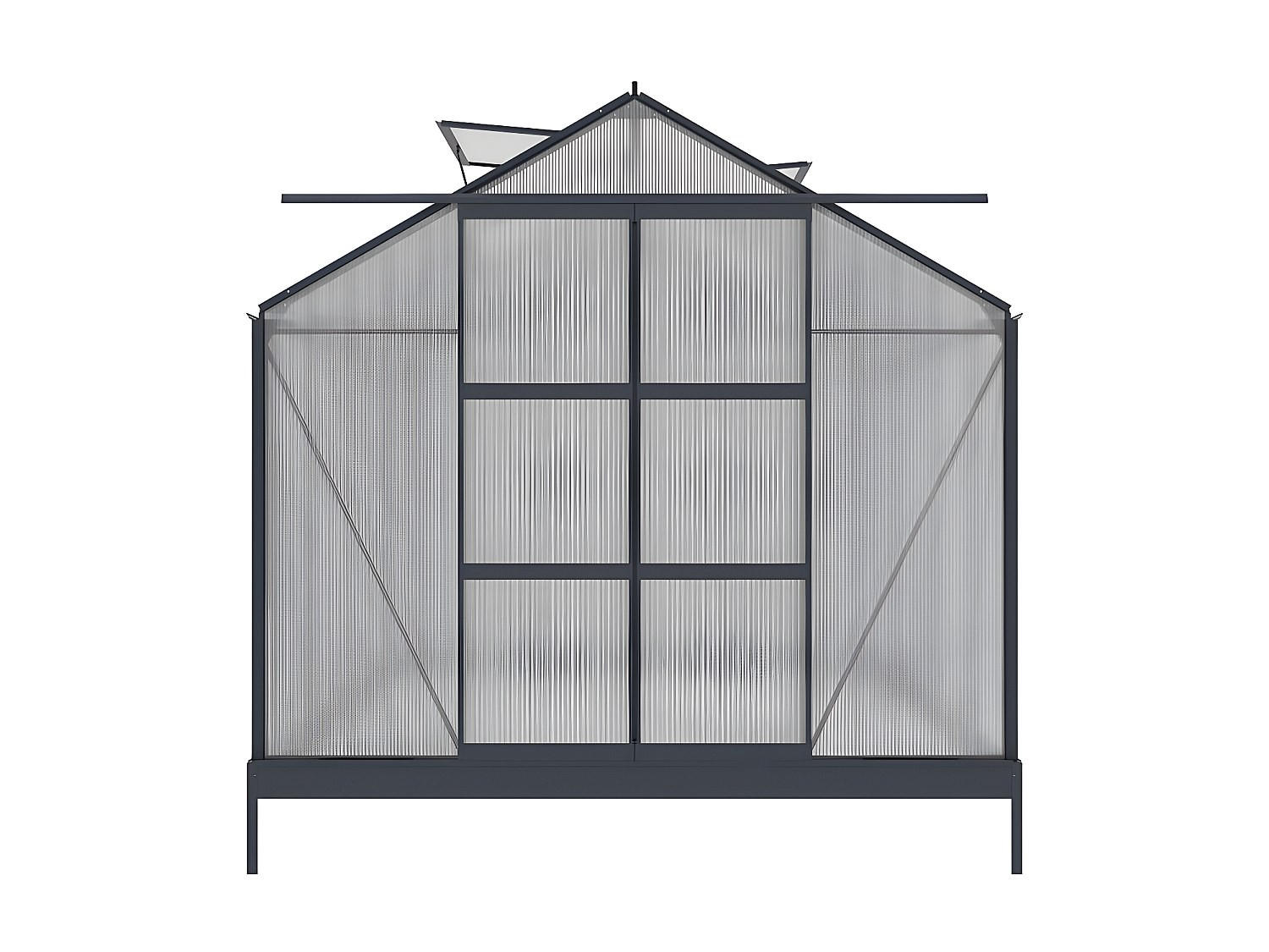 SELBSTTRAGENDES Gewächshaus - 244 cmcm x 305 cmcm - Plastik - Anthrazitgrau - GREENEA - Anthrazit, Kunststoff (244/225/305cm) - Vente-Unique