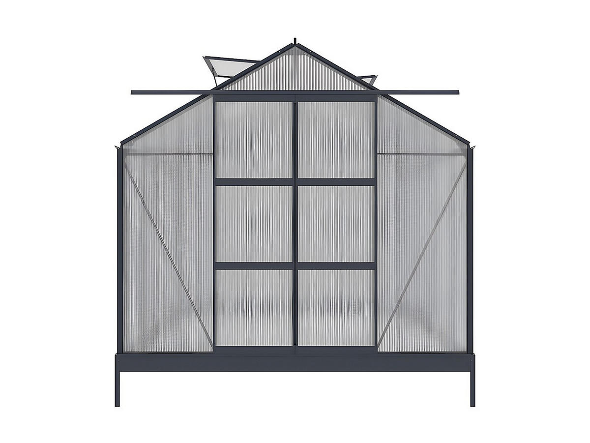 SELBSTTRAGENDES Gewächshaus - 244cm x 305cm - Polycarbonat - anthrazitgrau - GREENEA - Anthrazit, Kunststoff (244/225/305cm) - Vente-Unique