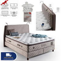 BOXSPRINGBETT Bambi Bett mit Matratze Boxspringbett 90x200 Borjen Set LED - Beige, Holz/Metall (90/200cm) - Bambi