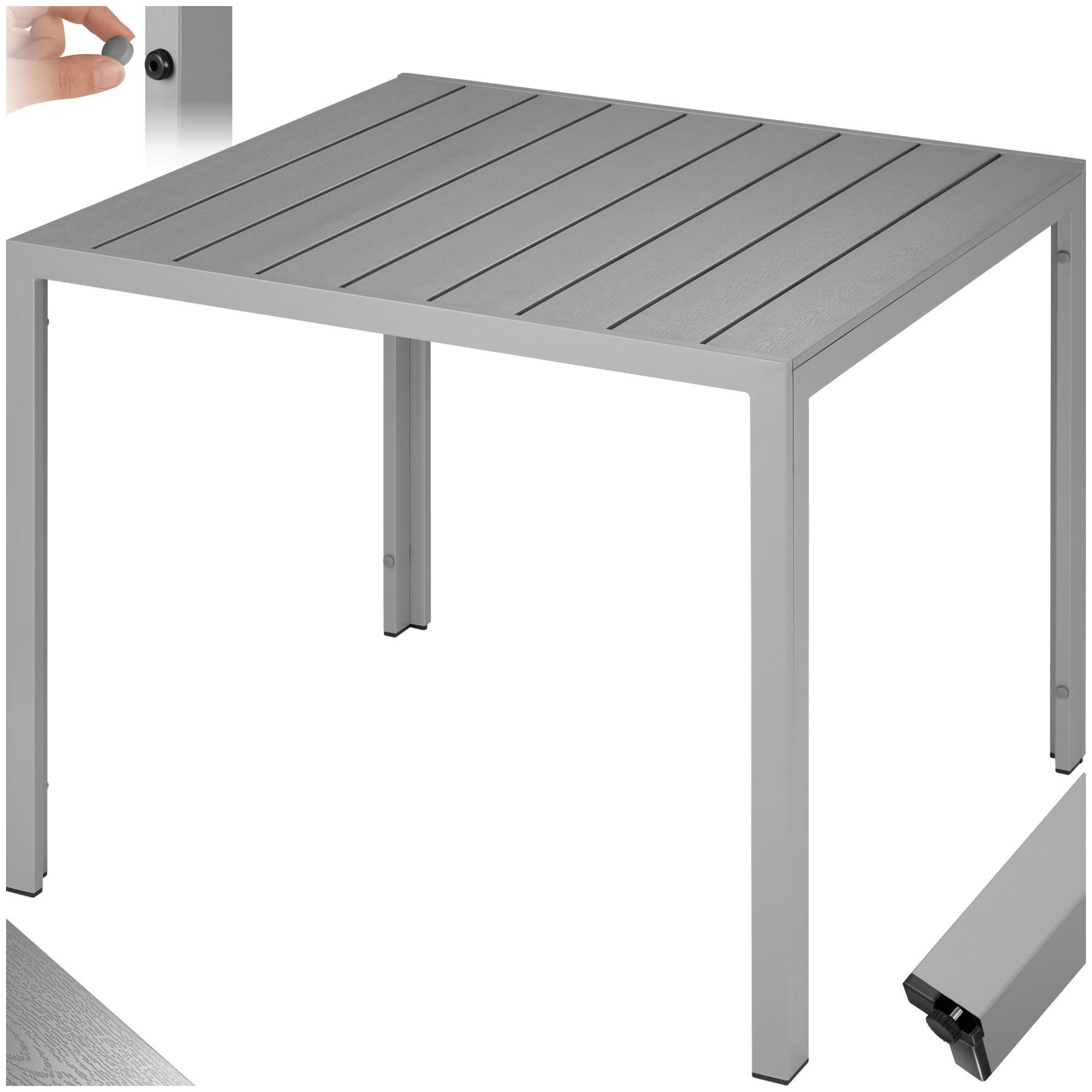 GARTENTISCH Maren,90 x 90 x 74,5 cm,silber - Silberfarben, Metall (90/90/74.5cm) - tectake