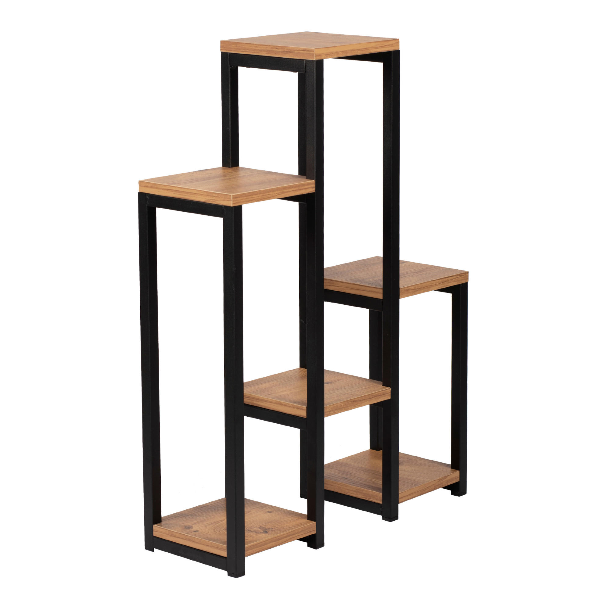 PFLANZENREGAL Rosenholm - Schwarz/Braun, Holzwerkstoff/Metall (20/56/78.5cm) - [en.casa]