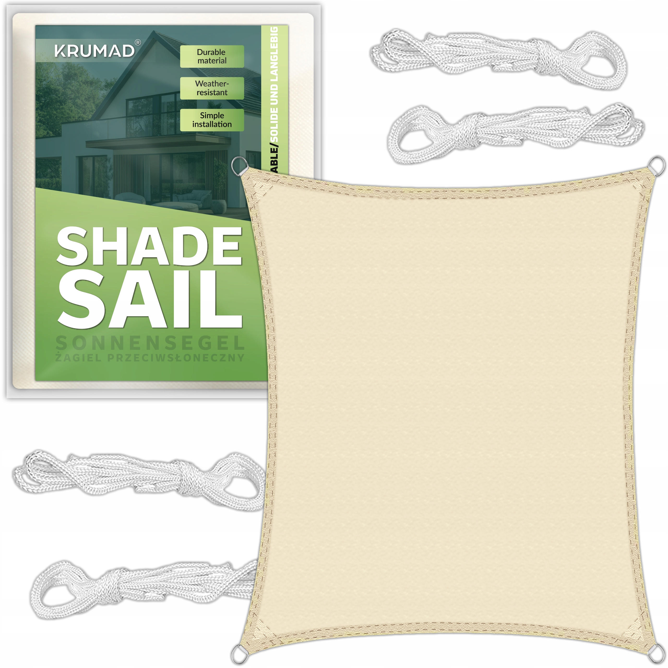 SONNENSEGEL 4x3m - Beige, Textil (400/300cm) - KRUMAD