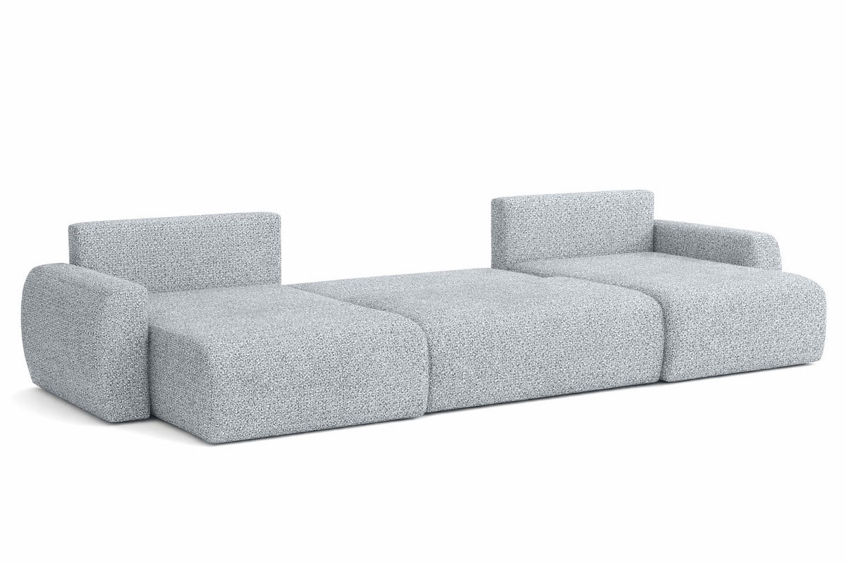 ECKSOFA Mit Schlaffunktion Und Bettkasten U-Form Ariel U, Chenille-Stoff Artico, Cement - Hellgrau, Holz (342/142cm) - Kaiser Möbel