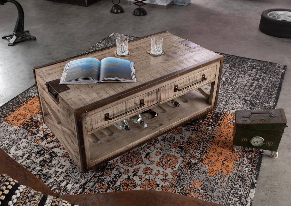 COUCHTISCH Mango 112x61x55 braun lackiert HEAVY INDUSTRY #262 - Braun, Holz (112/61/55cm) - Massivmoebel24