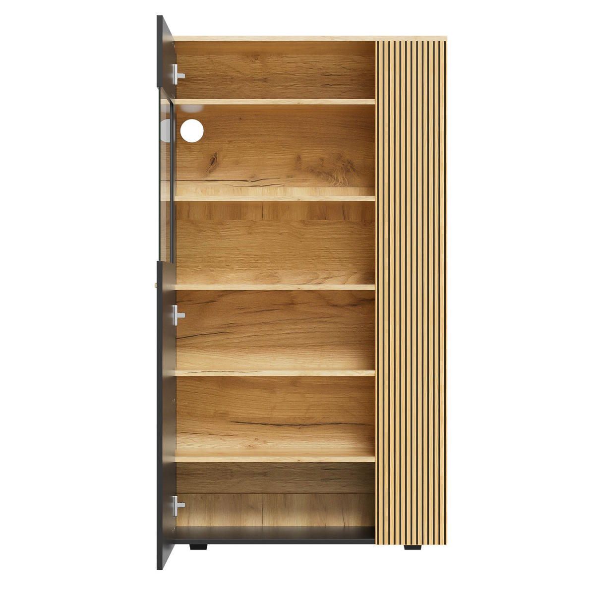 VITRINE 80/40/146 cm mit LED-Beleuchtung und Glastür in Schwarz - Schwarz, Holzwerkstoff (80/146/40cm) - BEAOK