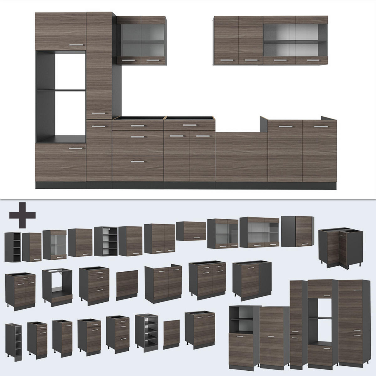 Anthrazit/Grau, Holzwerkstoff (350/81.6/46cm) - Vicco