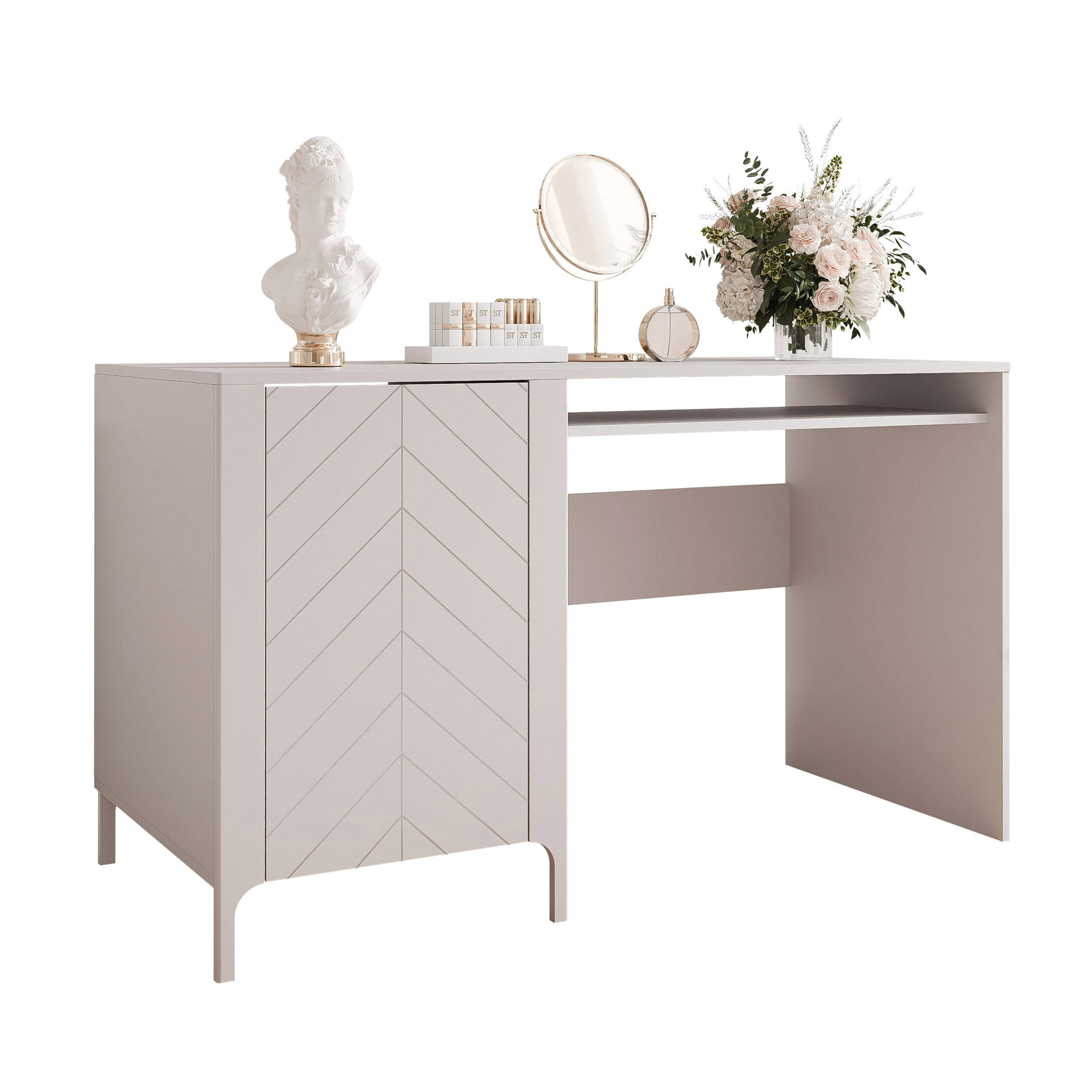 SCHREIBTISCH LORIEN 135/60/78 cm, Kaschmir - Kaschmir, Holzwerkstoff/Metall (60/135/78.1cm) - Idohome