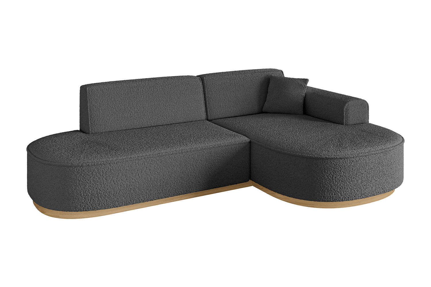 ECKSOFA Ottomane Rechts MARI-L1-v2 - 243x171x83 cm Grau Bouclé - Grau, Holzwerkstoff/Textil (171/243cm) - ALTDECOR