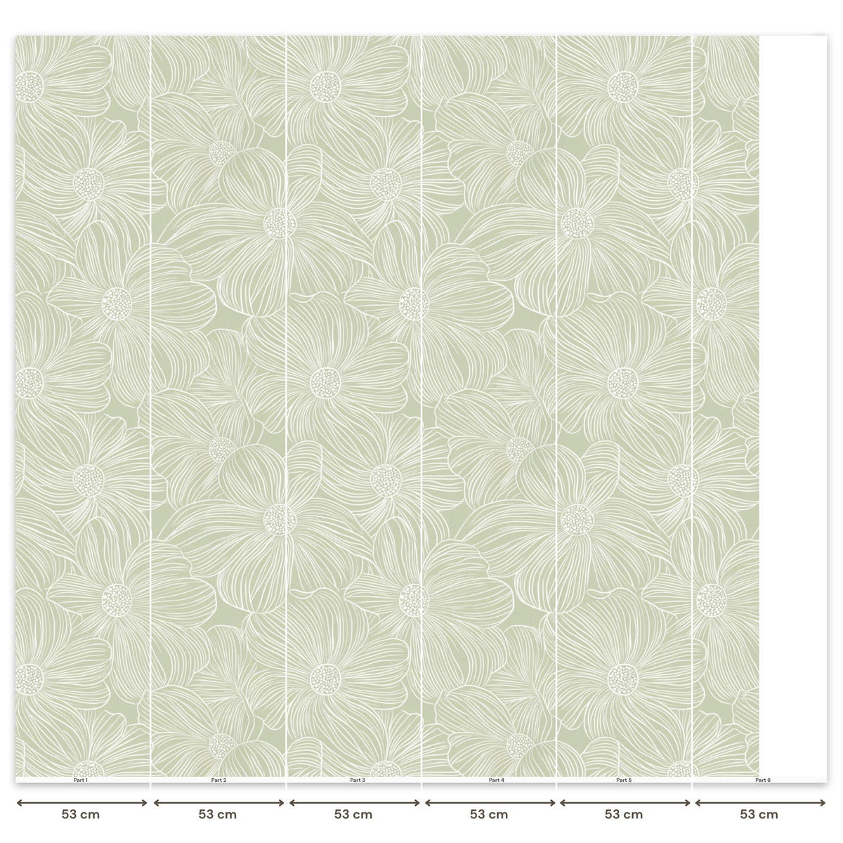 TAPETE - Gelassenheit - Blumen - Grün - 300x300 cm - Salbeigrün, Papier (300/300cm) - OnlyWow