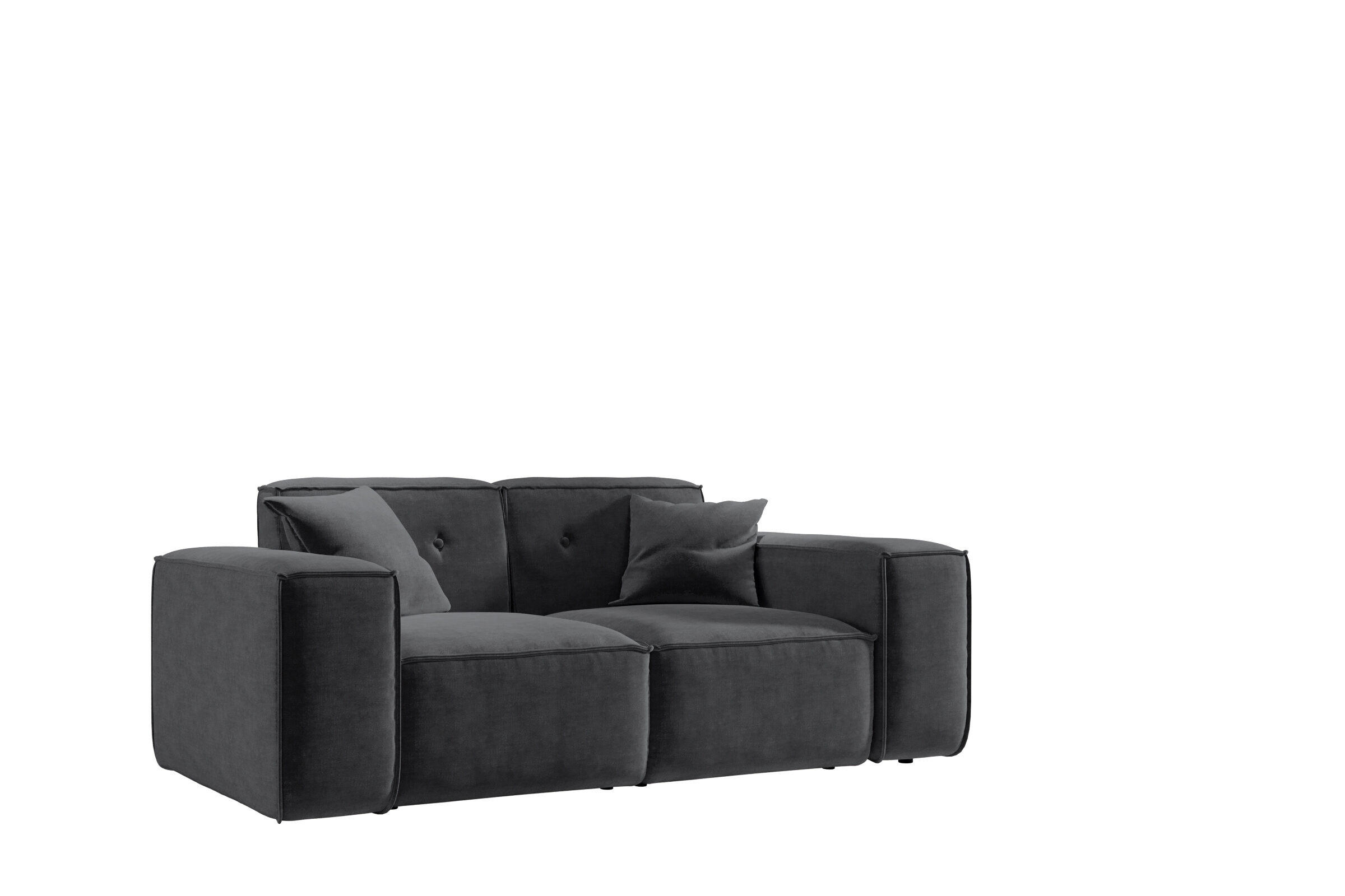 SOFA Zweisitzer Pula Stoff Perfect Harmony Schwarz - Schwarz, Holz (186/73/88cm)