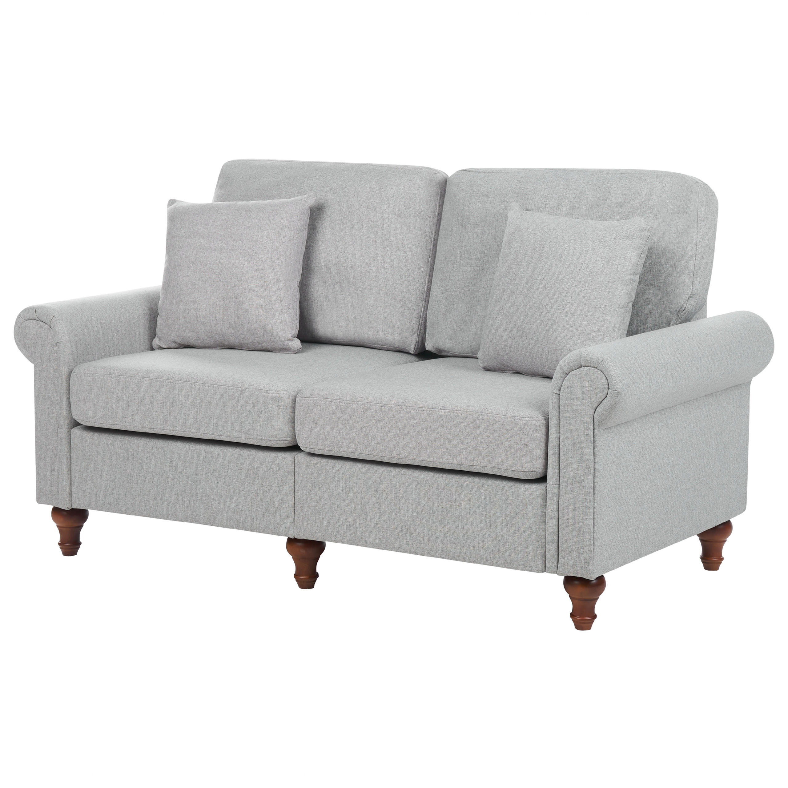 2-SITZER-SOFA hellgrau Ginnerup - Dunkelbraun/Grau, Textil (154/84/76cm) - Beliani