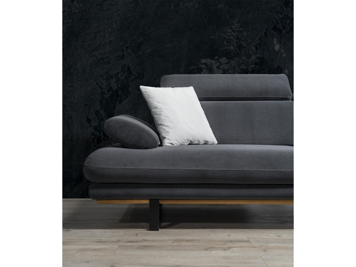 2 Sitzer SOFA Energy Samt Anthrazit - Anthrazit, Textil/Metall (205/80/100cm) - Villa Möbel