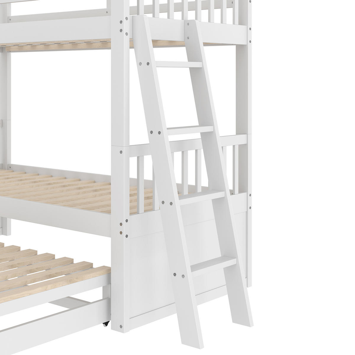 ETAGENBETT 90x200cm Weiß Kiefer MDF Ausziehbett 3 Schubladen - Weiß, Holz (90/200cm) - FLIEKS