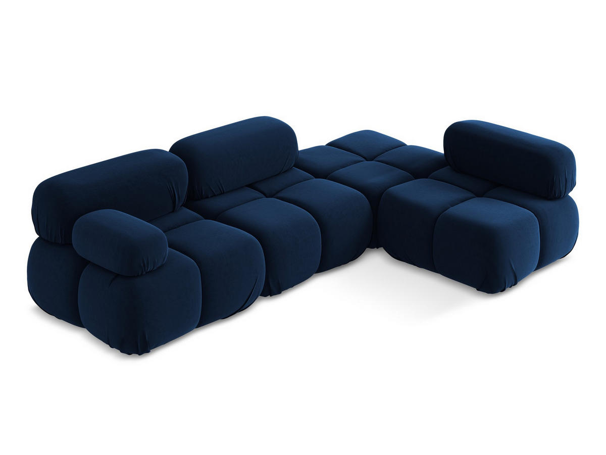 ECKSOFA Rechts Samt Stoff Blau - Blau/Schwarz, Kunststoff/Textil (285/190cm) - Makamii
