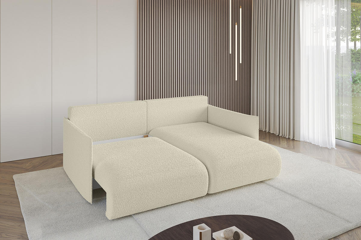 ECKSOFA Ottomane rechts ONESK-L 216x177x72 Beige Bouclé - Beige/Creme, Holzwerkstoff/Kunststoff (177/216cm) - ALTDECOR