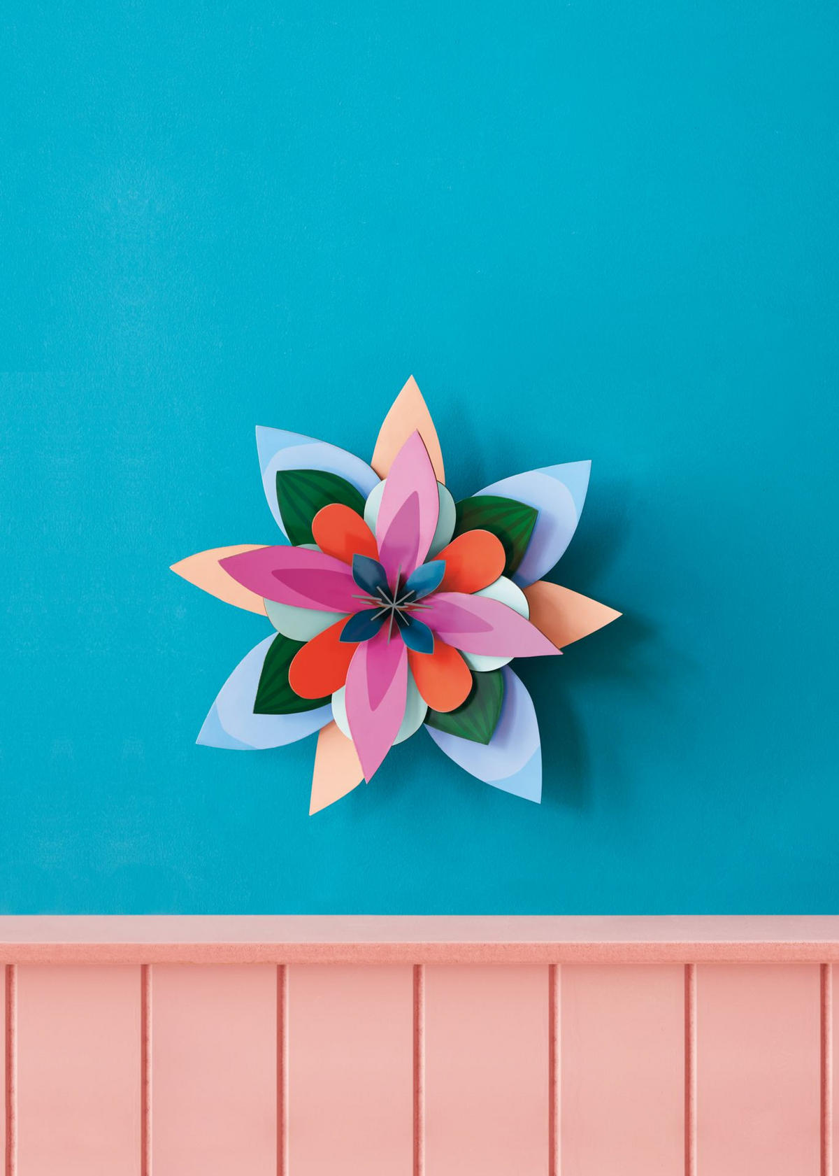 WANDDEKO Papierblumen-Blüte 10/32 cm - Multicolor, Wellpappe (10/32/32cm) - KUNSTLOFT