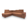 ECKSOFA ALVORO L-S Kupferfarben Boucle-Stoff mit Schlaffunktion - Kupferfarben, Holz (253/190cm) - MASSENO