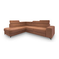 ECKSOFA ALVORO L-S Kupferfarben Boucle-Stoff mit Schlaffunktion - Kupferfarben, Holz (253/190cm) - MASSENO