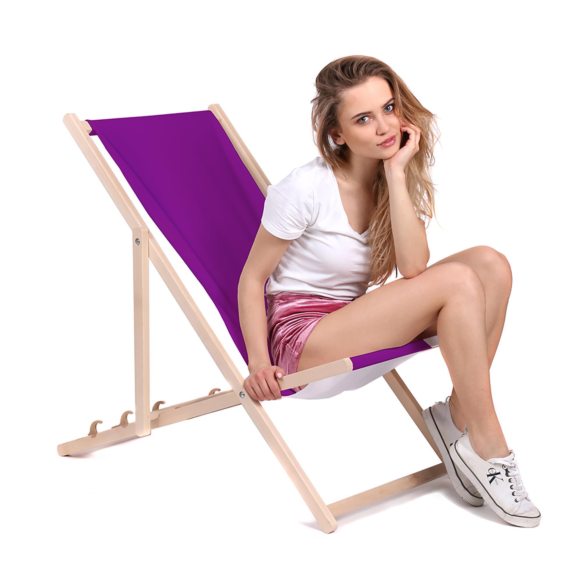 HOLZLIEGESTUHL klappbar Buchenholz Purple M - Violett, Holz (54/85/92cm) - Dreamroots
