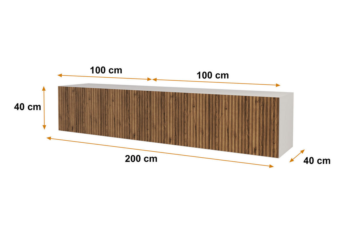 LOWBOARD KITO-W 2x100x40x40 cm - Weiß / Katania - Eiche Wotan/Weiß, Holzwerkstoff (200/40/40cm) - ALTDECOR
