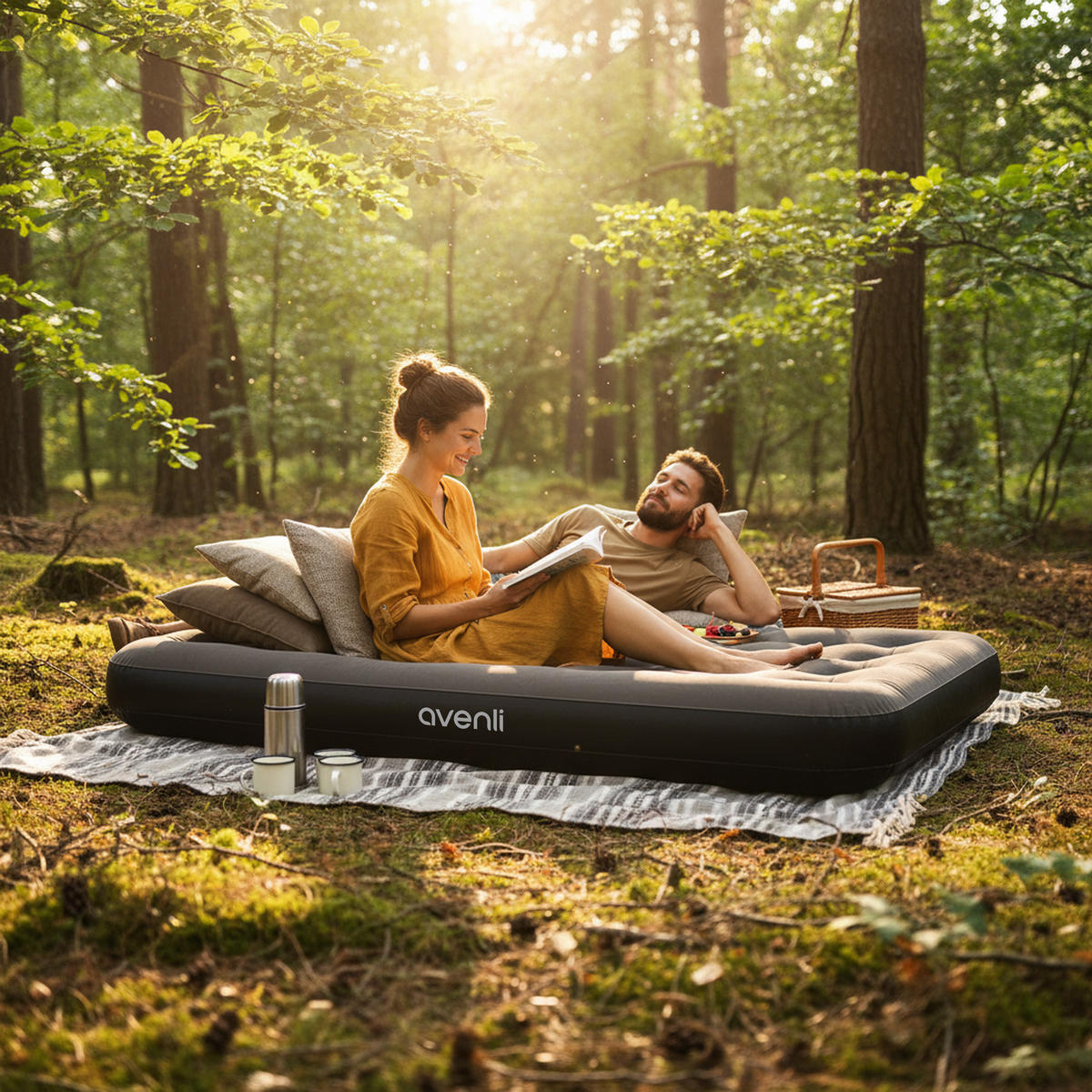 LUFTBETT Luftmatratze Camping aufblasbar 191x137x22cm - Grau, Kunststoff (137/191cm) - Avenli