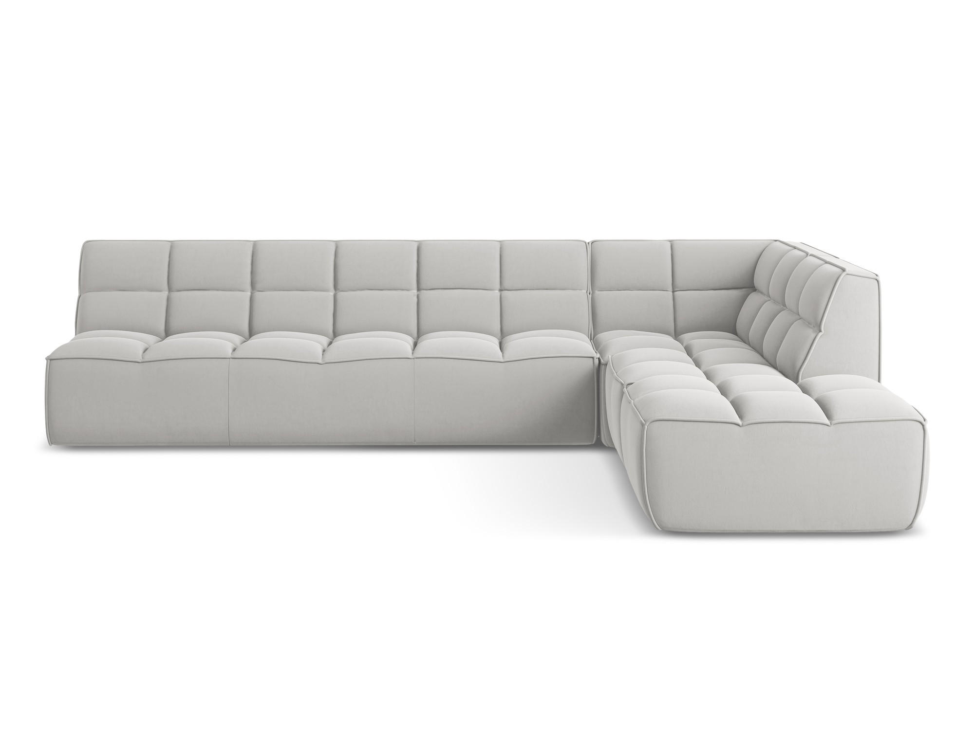ECKSOFA Beidseitig Samt Stoff Grau - Silberfarben/Schwarz, Kunststoff/Textil (308/258cm) - Makamii