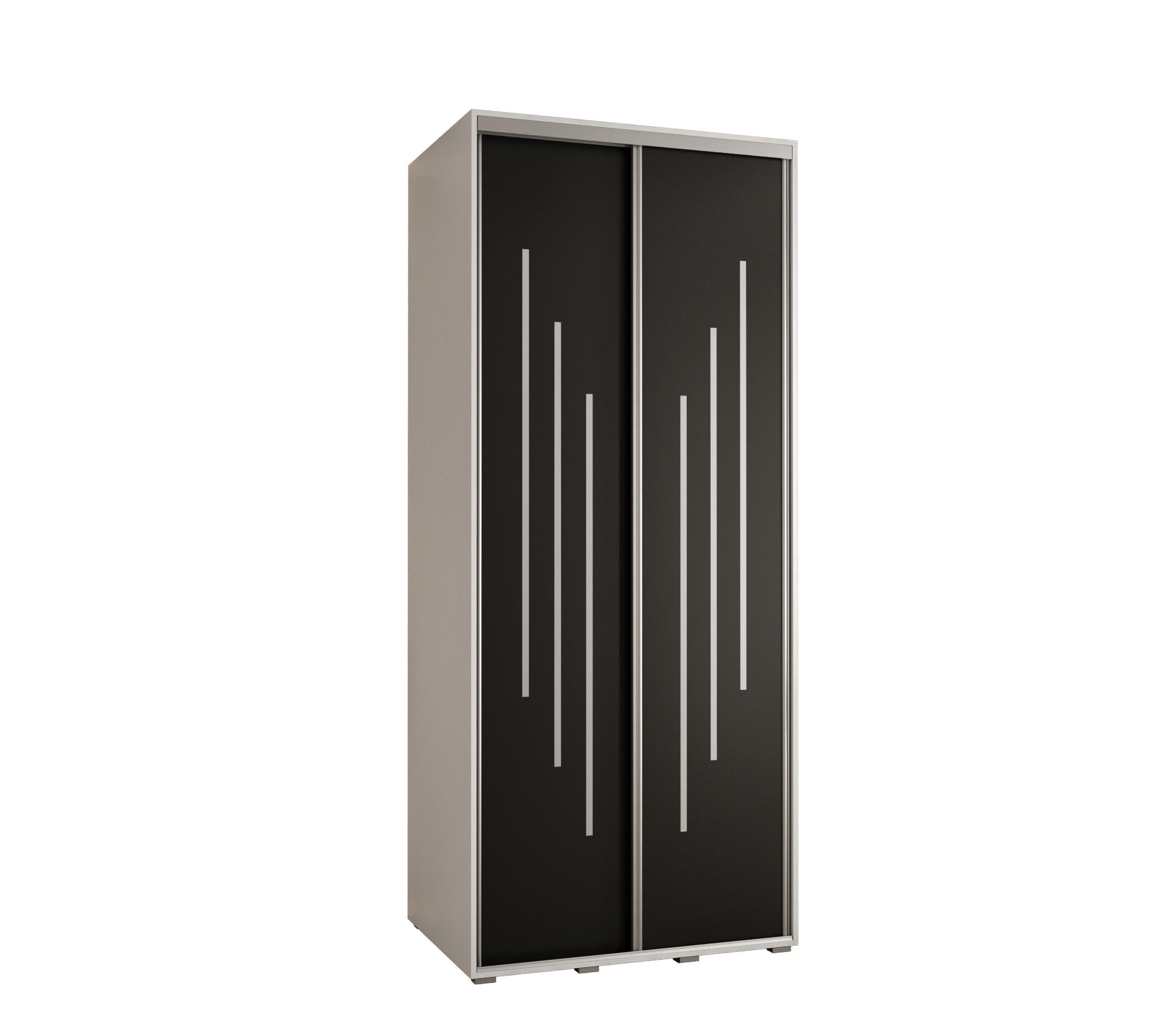 Abiks Möbel Schwebetürenschrank Weiß, Schwarz, Silber 120x235x45 cm