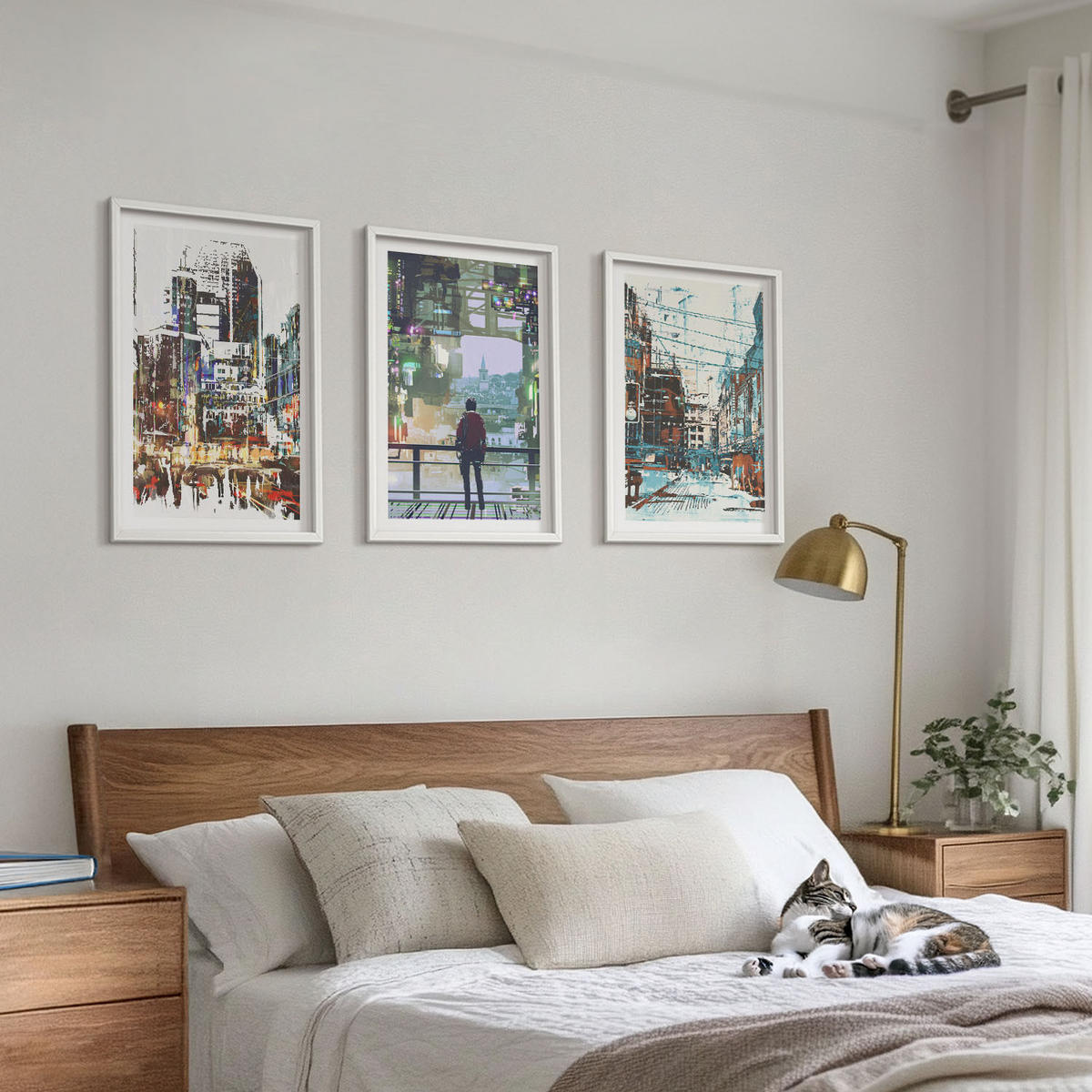 WANDBILDER 3er-Set - 40x60 cm Weißer Rahmen - Moderne Städte, bunte Charaktere - Weiß, Kunststoff (40/60cm) - ArtPrintCave