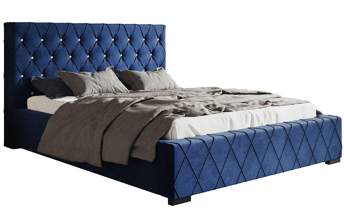 BETT Blau BEN 4 Glamour Stil 180x200 cm - Dunkelblau, Textil (180/200cm) - Sepro Meble