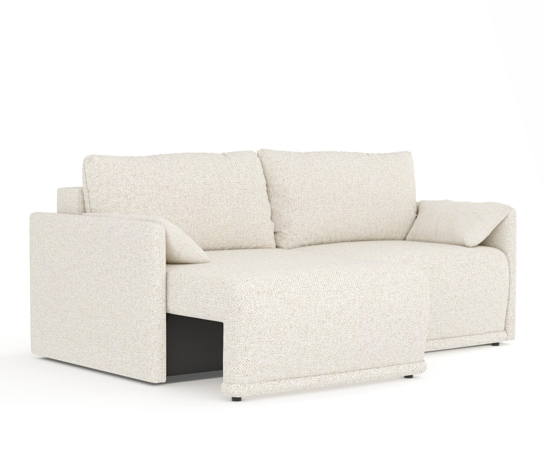 SCHLAFSOFA MIT ECKSOFA-FUNKTION Nappa Creme Plüschstoff - Creme/Schwarz, Holz/Holzwerkstoff (215/100/112cm) - Maison de Reve