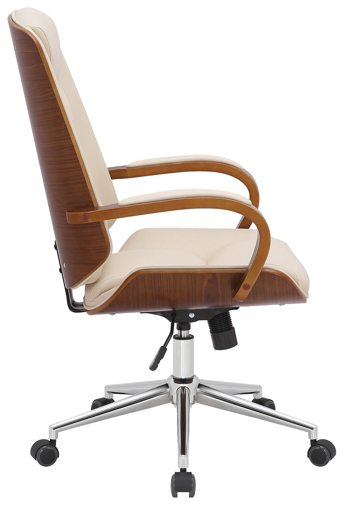 DREHSTUHL Lederlook walnuss/creme - Chromfarben/Walnussfarben, Textil/Metall (60/102/68cm) - CLP
