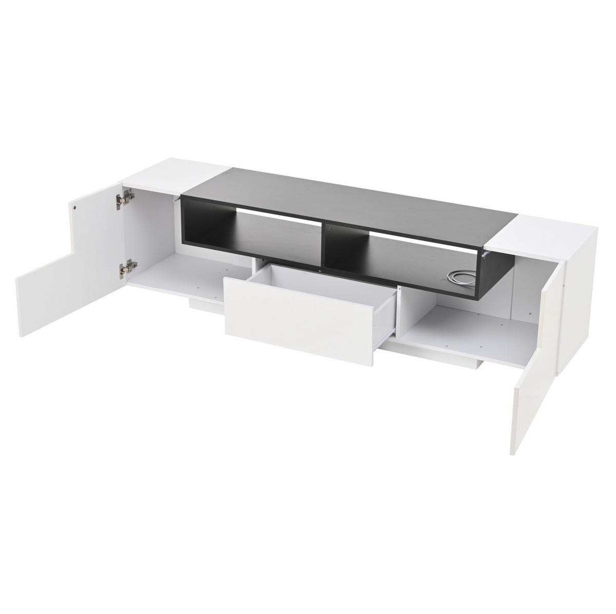TV-ELEMENT mit LED und Schublade 180 x 40 x 48 cm Weiß Hochglanz - Weiß, Holzwerkstoff (40/48/180cm) - Beauniv