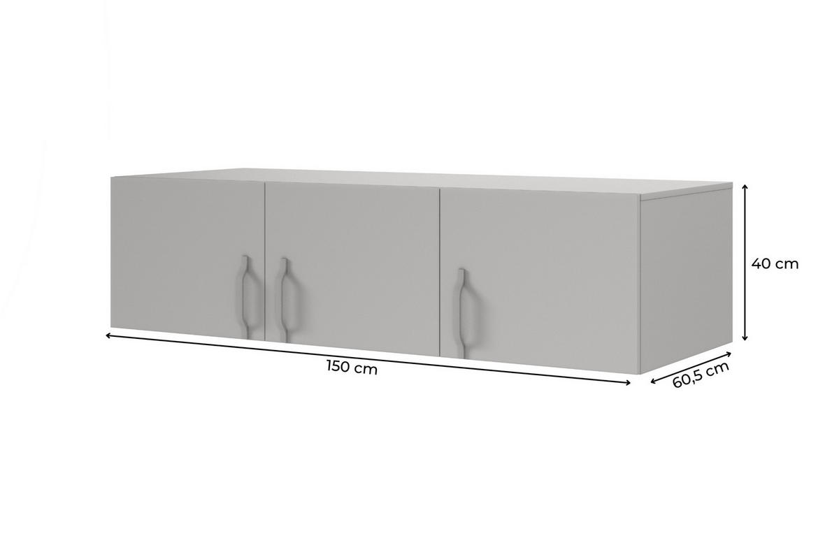 AUFSATZSCHRANK BRISSO BRN2 150/40/60,5 cm in Platingrau mit Metallgriffen - Grau, Holzwerkstoff/Metall (150/40/61cm) - Deine Möbel 24