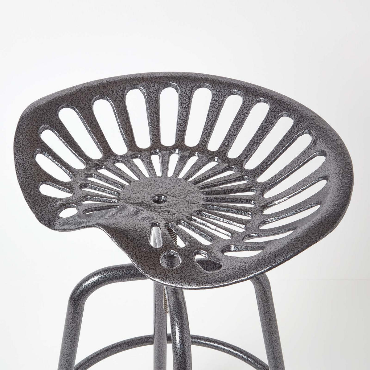 BARHOCKER Traktorsitz, Metall im Vintage-Look, höhenverstellbar - Grau, Metall (47/74/50cm) - Homescapes