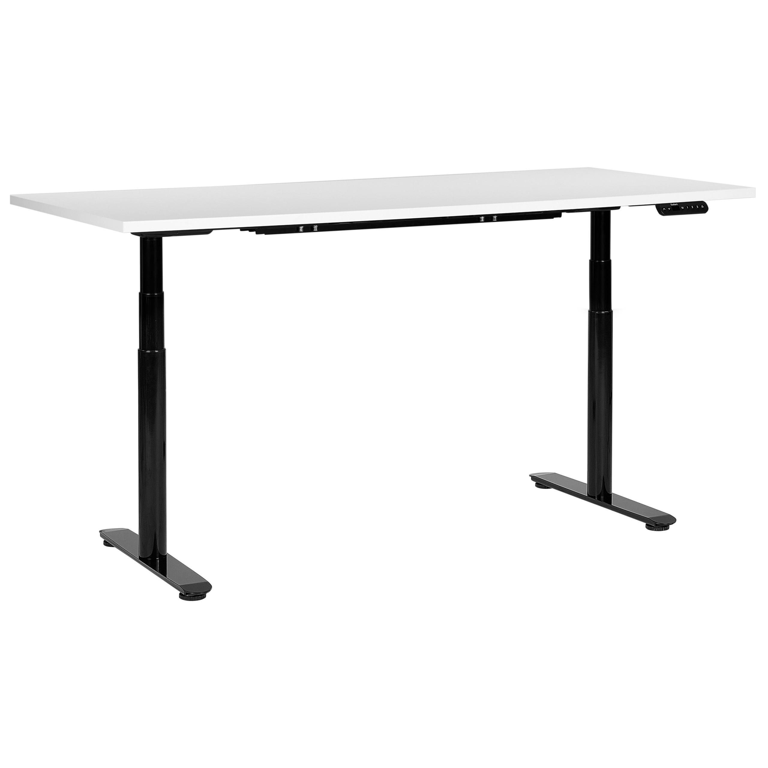 SCHREIBTISCH weißschwarz 180/72 cm elektrisch höhenverstellbar Destin IV - Schwarz/Weiß, Holz (72/180/67cm) - Beliani