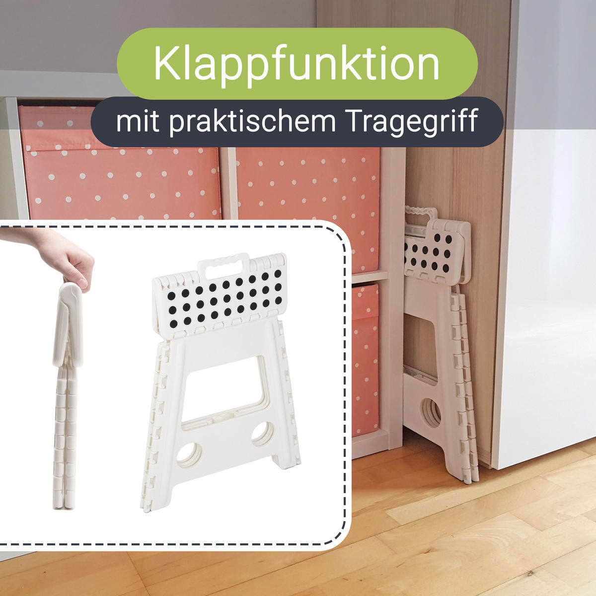 KLAPPHOCKER, 100% Kunststoff - Weiß, Kunststoff (29/39/22cm) - Zollner