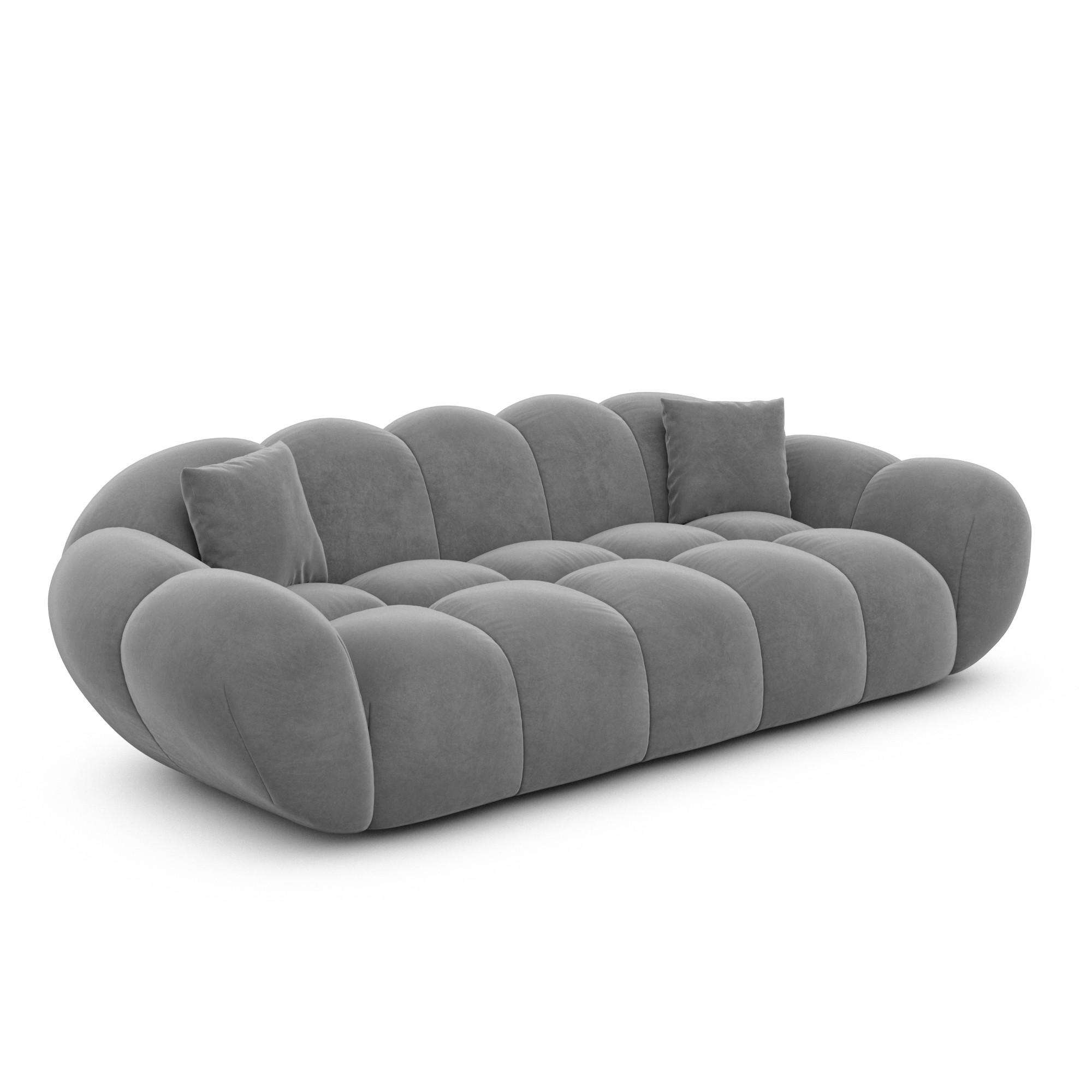 3-SITZER-SOFA Liva Dunkelgrau Samtstoff - Dunkelgrau, Textil (233/70/93cm) - VAROYAL
