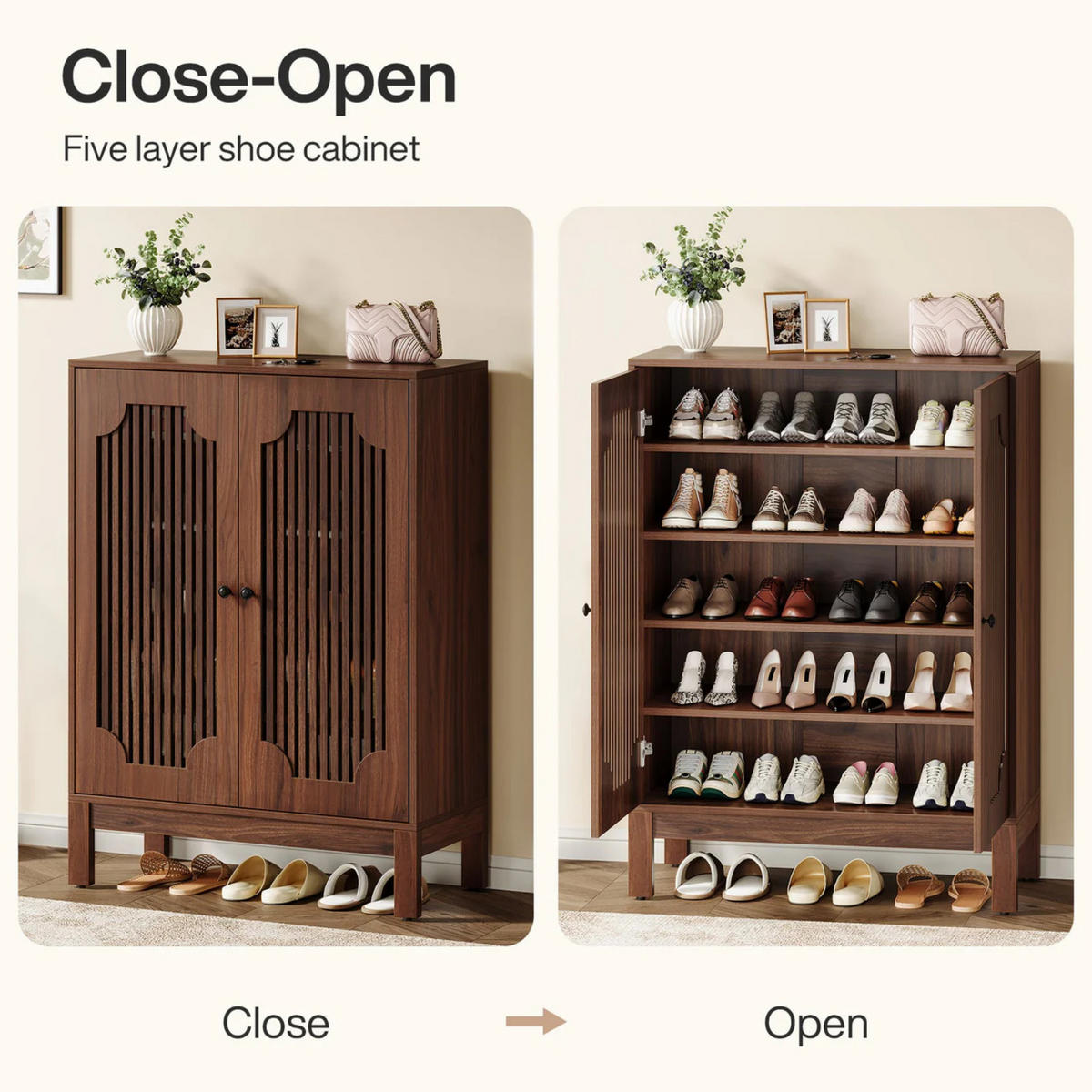 SCHUHSCHRANK Braun 80/35/110 cm - Walnussfarben, Holzwerkstoff (80/110/35cm) - Quality Elegance