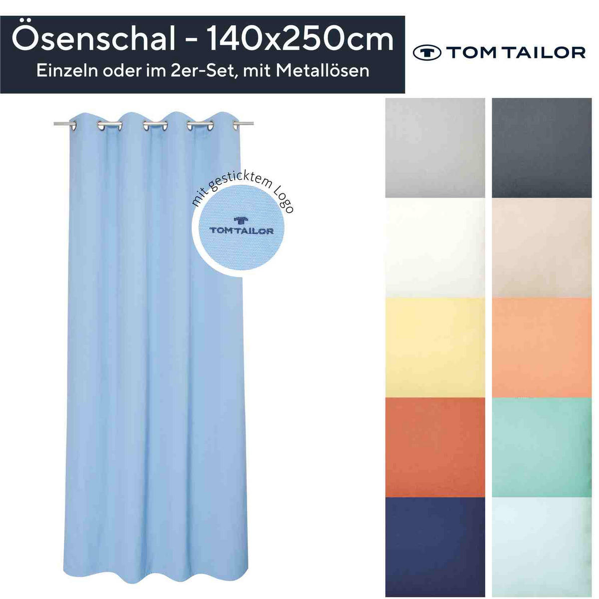 BLICKDICHTER ÖSENVORHANG Dove Signature - Perlmutt, Textil (140/0.5/245cm) - Tom Tailor
