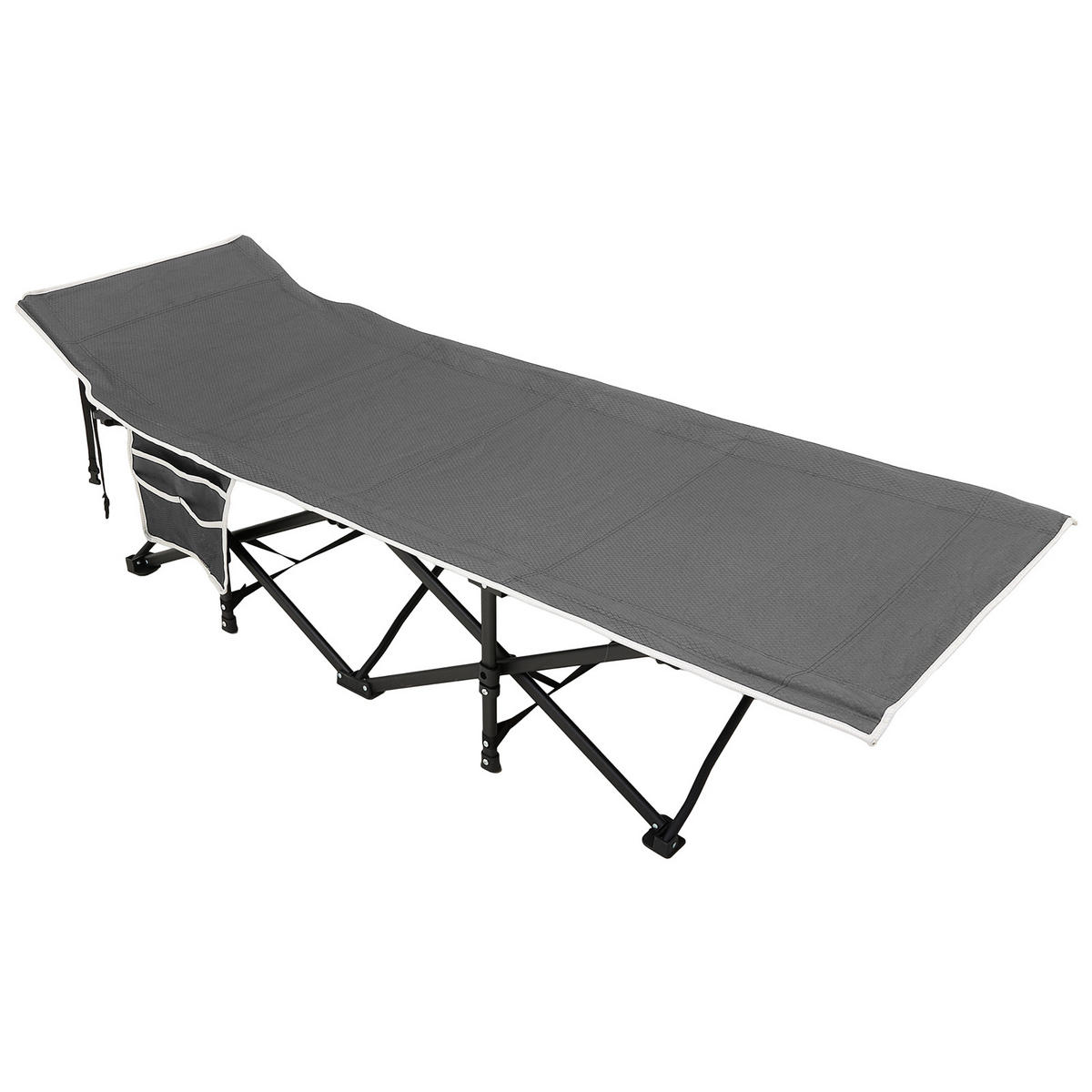 CAMPINGBETT Feldbett für Camping und Mittagspause in Schwarz Klappbar Platzsparend Robust und Langlebig 190 x 71 x 37 cm 6,78 kg - Grau, Metall - Livingandhome