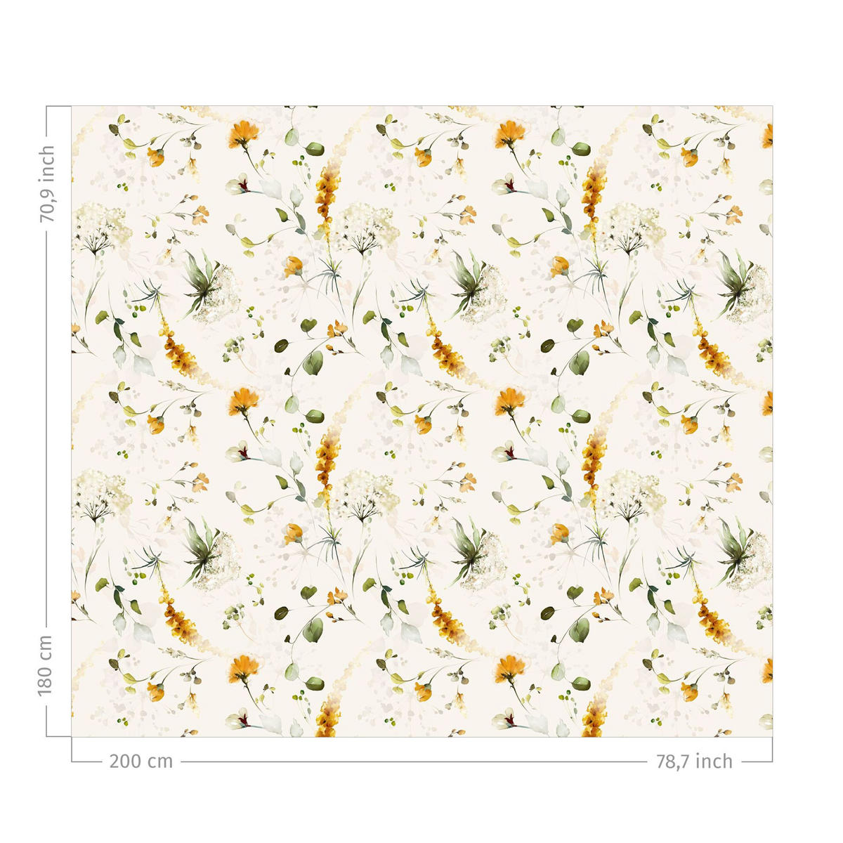 DUSCHVORHANG Wildblumen Aquarell Muster auf Beige 200/180 cm - Beige, Textil (200/180cm) - Bilderwelten