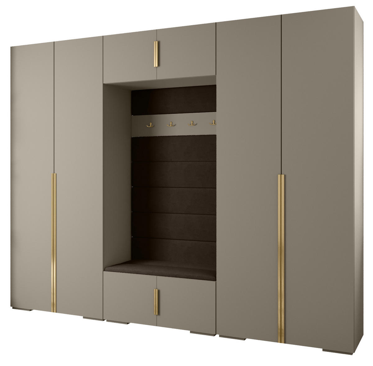 GARDEROBEN-SET 236,7/300/47 - Kaschmir/Goldfarben, Holz/Kunststoff (300/236.7/47cm) - Abiks Möbel