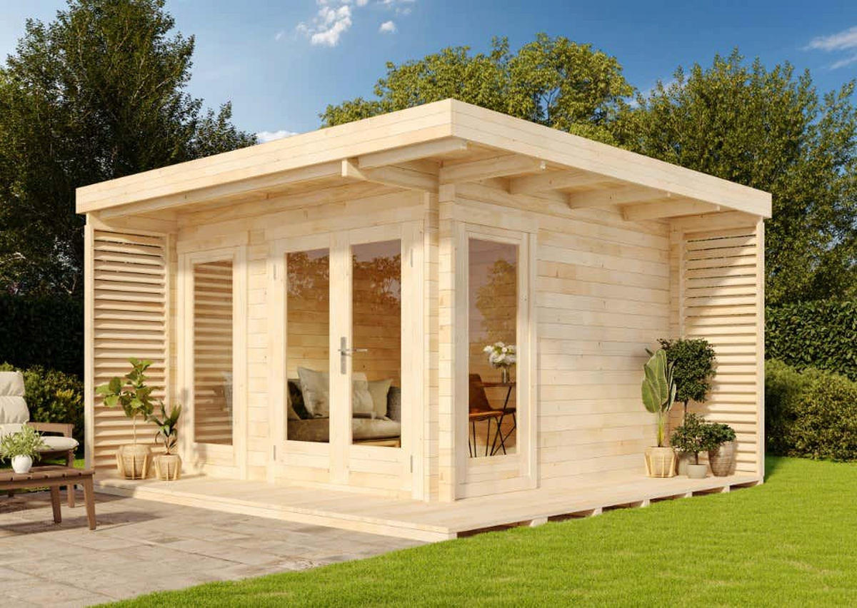 GARTENHAUS Holz Cube - Naturfarben, Holz (400/228/400cm) - Alpholz