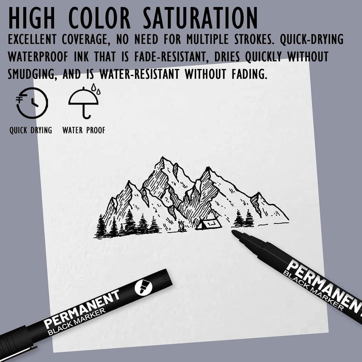 ACRYLSTIFTE 15-teiliges Set Schwarz 1mm Rundspitze - Schwarz, Kunststoff (1.1/1.1/14.1cm)