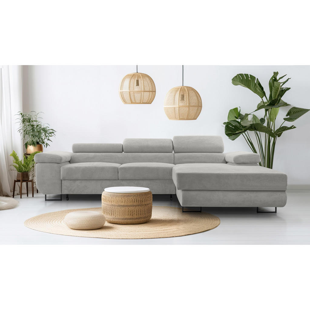 Thumbnail - AX Living Ecksofa, Hellgrau, Textil, Uni, 4-Sitzer, Füllung: Polyurethan (Pur), L-Form,L-Form, U-Form, 280x203 cm, Wohnz...