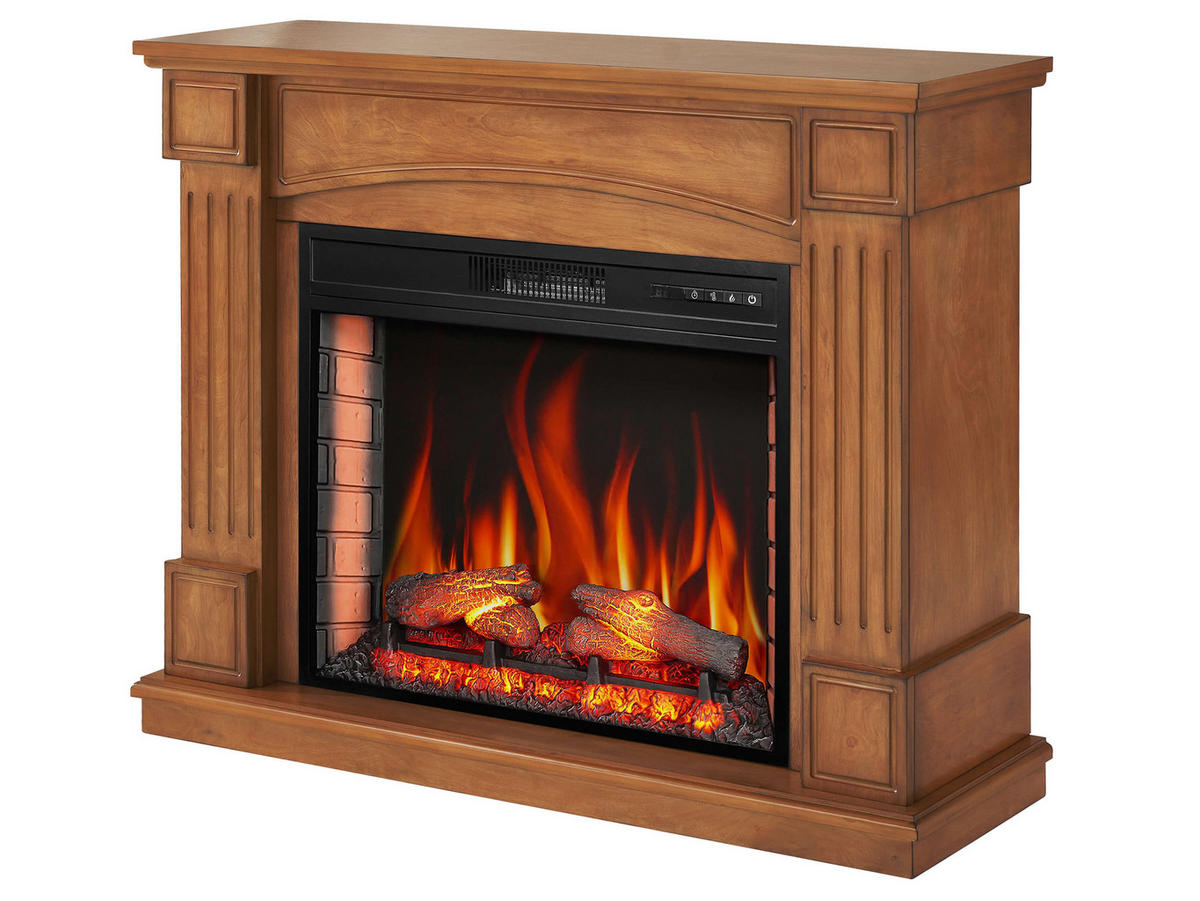 ELEKTROKAMIN Boston AF28S Eiche – Breite 77 cm, 3D-Flammeneffekt, LED-Beleuchtung, Heizfunktion - Braun, Glas/Holzwerkstoff (114/90.3/34cm) - ArtiFlame