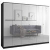 DREHTÜRENSCHRANK mit Spiegel Monza 6D 240 Schwarz - Schwarz/Grau, Holzwerkstoff/Metall (240/200/60cm) - mzm24