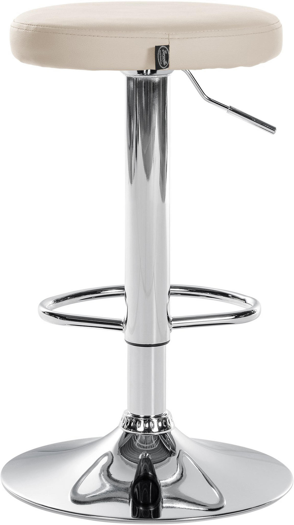 BARHOCKER 2er Set Pontius Kunstleder chrom creme - Chromfarben/Naturfarben, Kunststoff/Metall (38.5/81/38.5cm) - TPFLiving