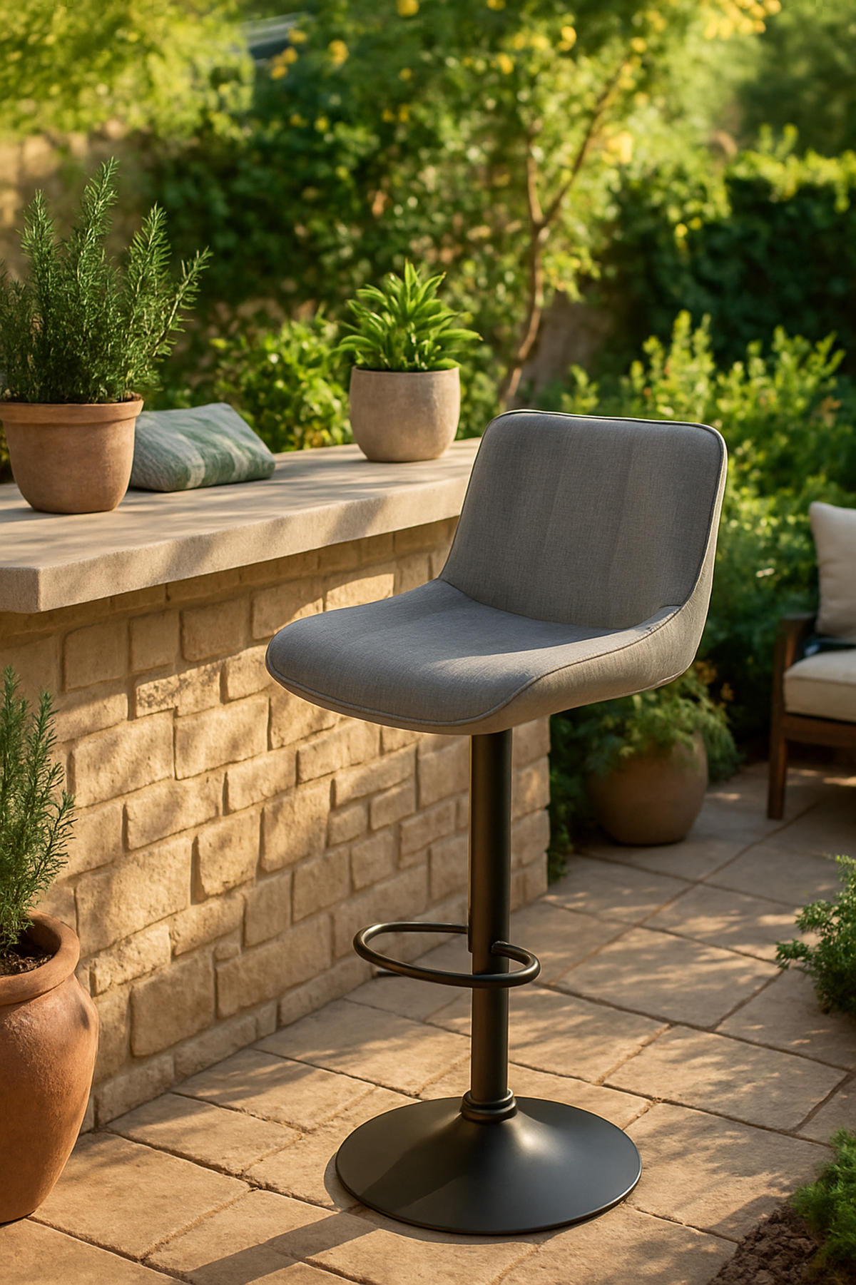 BARHOCKER Lento Gestell schwarz Stoff Grau - Schwarz/Grau, Textil/Metall (50/108/50cm) - TPFLiving