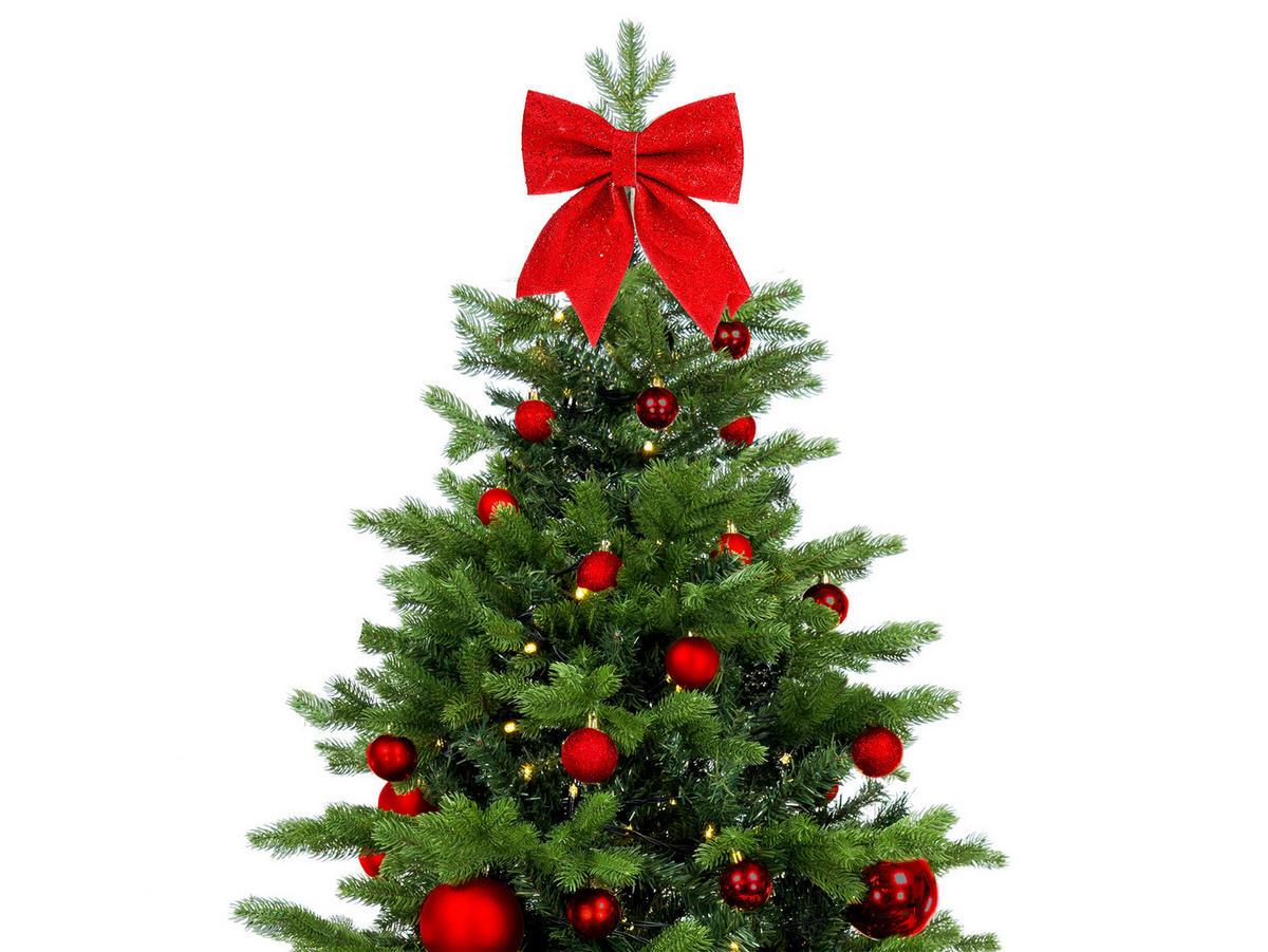 CHRISTBAUMKUGEL-SET 85 Stück in Luxus-Box RED CHRISTMAS für Weihnachtsbaum 240-270 cm - Rot, Kunststoff/Textil (55/50/75cm) - LAALU